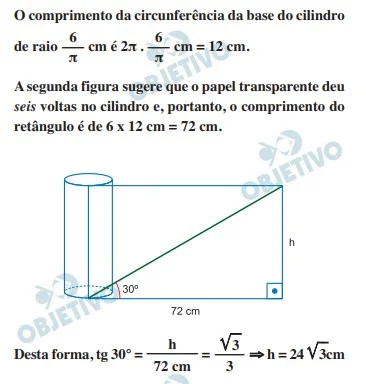 Para decorar um cilindro circular reto será usada uma faixa Enem 2018