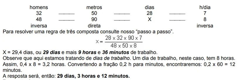 Resolução Questão sobre regra de 3 composta