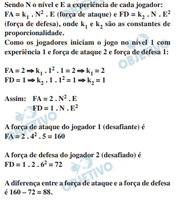 O jogador J1, venceu esse confronto porque a diferença - ENEM 2019